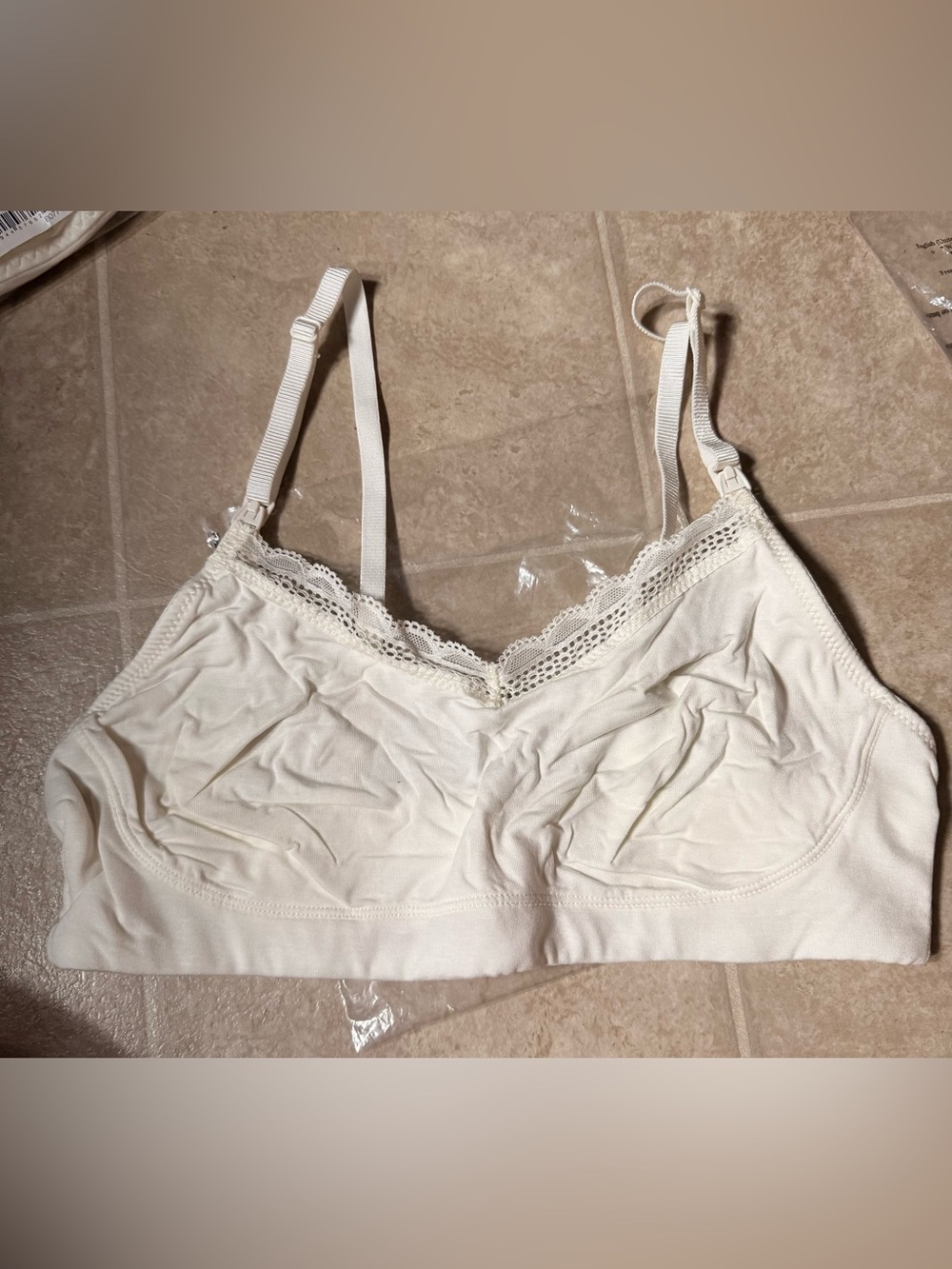 Arabella Women’s Lace Trim Wireless nursing Bralette size large